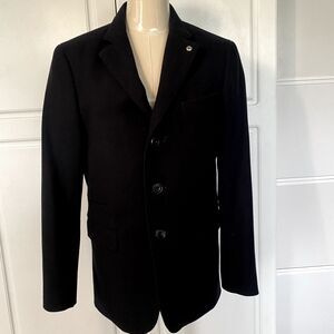 Uniqlo & Lemaire Black Wool Cashmere Coat Blazer Jacket Unisex SZ S Minimalist